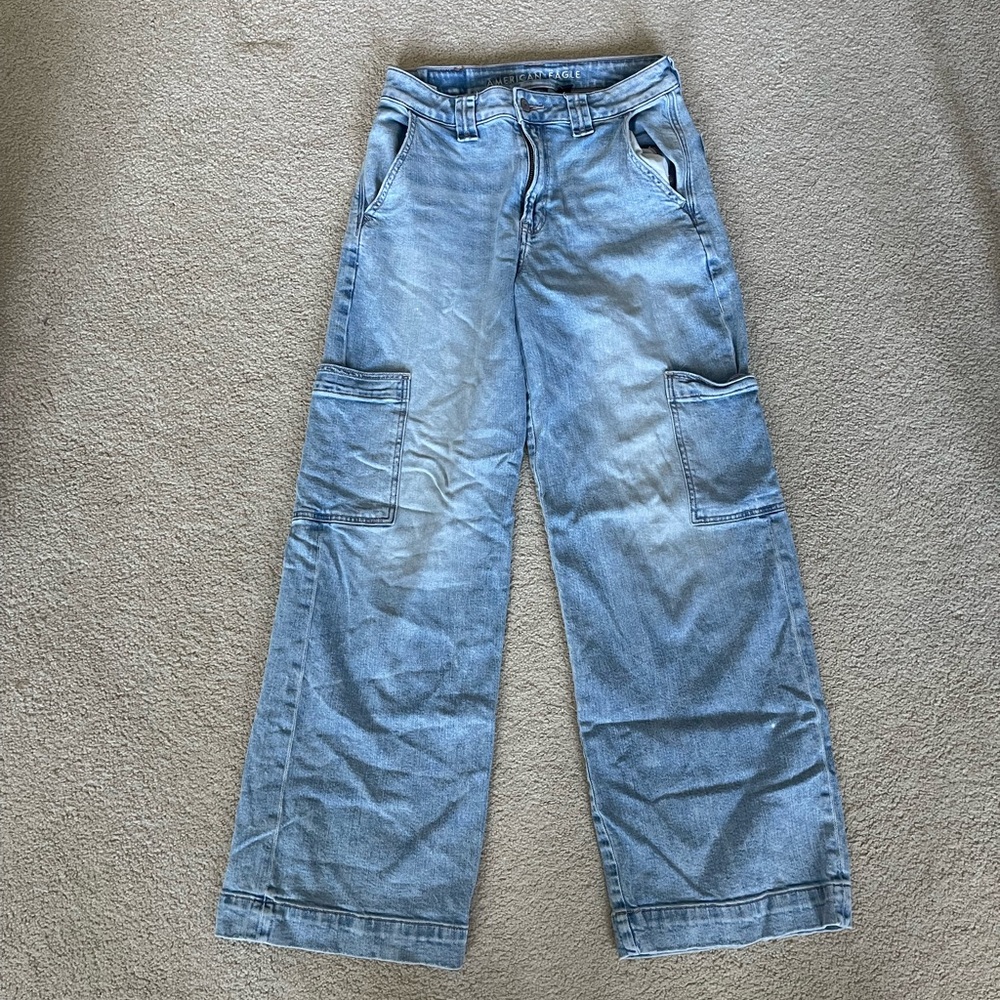 Baggy wide leg cargo jeans